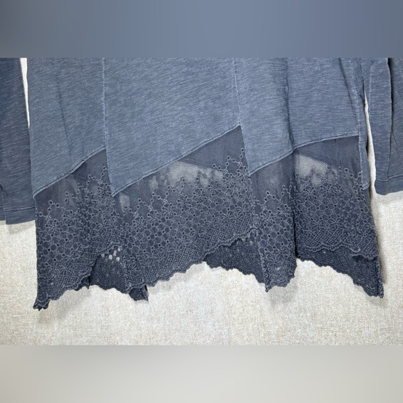 Soft Surroundings Gray Cotton Tunic Top Decorative Hemline Lagenlook Size PXL - Picture 3 of 9